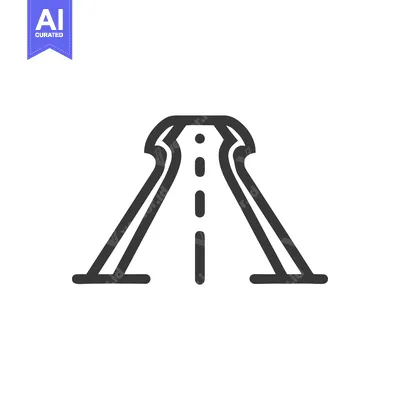 Premium design asset: Minimalist Road Icon: Perspective View with Dashed Center Line and Cur
