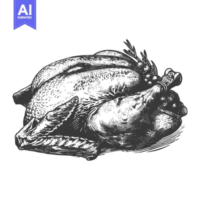 A fully roasted chicken garnished with sprigs and berries