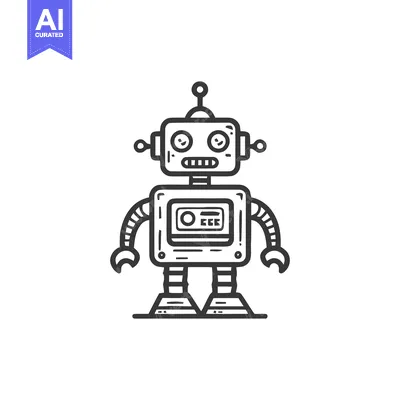 Popular premium asset: Retro Robot Illustration with Antenna, Screen, and Claws on White Back