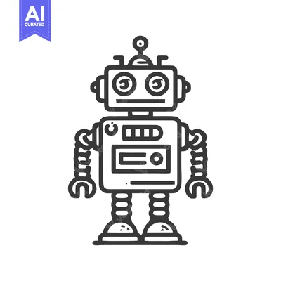 Popular premium asset: Retro Robot Icon: Bold Line Art on White Background, Vintage Toy Desig