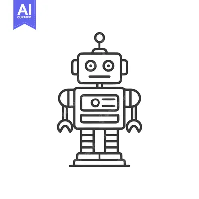 Minimalist Robot Icon: Linear Design on White Background, Futuristic T