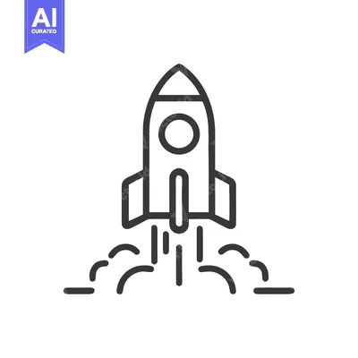 Rocket Launch Icon: Bold Line Art for Space Exploration and Innovation