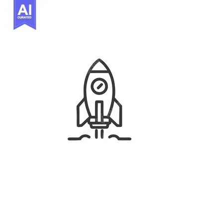 Aset premium populer: Rocket Launch Icon: Minimalist Line Art for Space Exploration