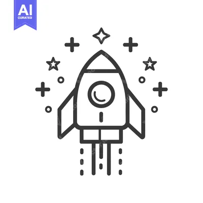 Rocket Ship Launching with Stars and Plus Signs