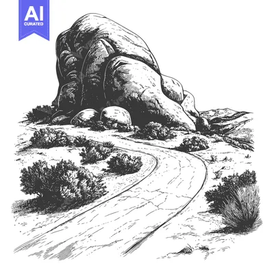 A winding road passes massive rocks and desert landscape perfectly