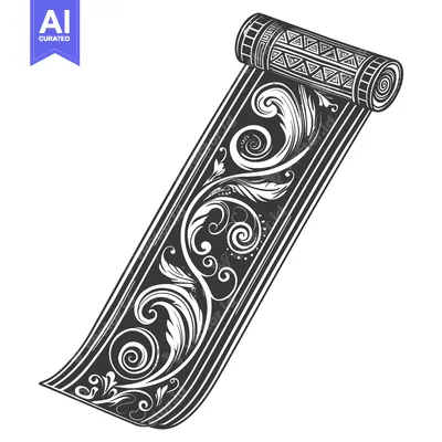 Rolled Up Ornamental Fabric with Floral Pattern