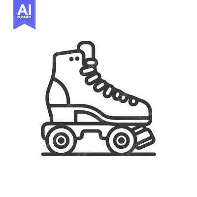 Aset desain premium: Retro Roller Skate Icon: Bold Line Art for Nostalgic Design Elements