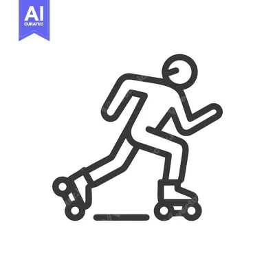 Aset premium populer: Minimalist Roller Skating Icon: Dynamic Action Line Art