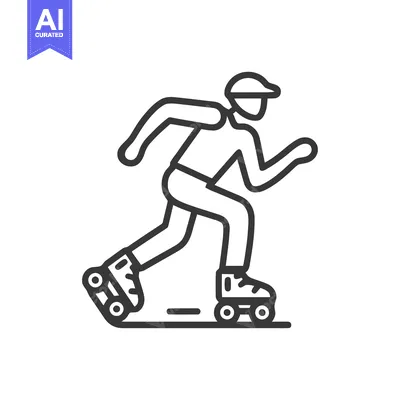 Aset desain premium: Inline Skating Icon: Dynamic Vector Illustration of a Rollerblader in