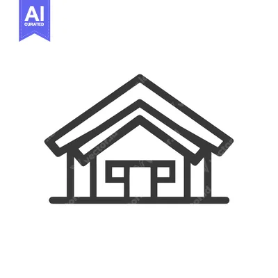 Minimalist House Icon: Simple Geometric Design with Gable Roof and Cen