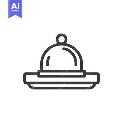 Elegant Food Cloche Icon: Minimalist Line Art for Culinary Presentatio