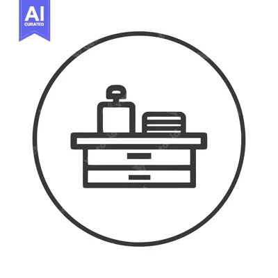 Premium design asset: Minimalist Reception Desk Icon in Circle, Modern Line Art Design