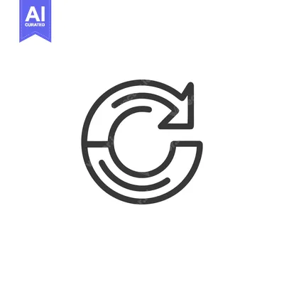 Aset desain premium: Circular Arrow Icon: Double Line, Rotation, Refresh Symbol on White Ba