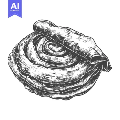 A hand drawn image depicting layers of flatbread and roti