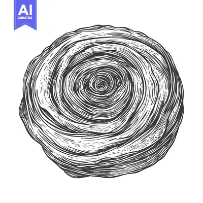 Premium design asset: A detailed illustration of a circular spiral shape with textured lines