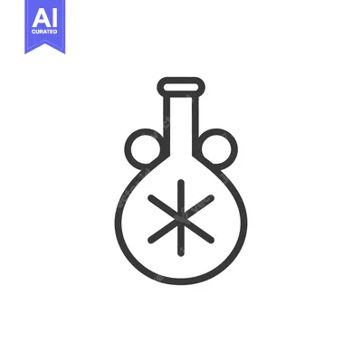 Aset desain premium: Round-bottomed flask with a snowflake inside and two necks