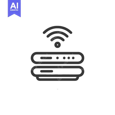 Modern Router Icon: Wireless Network Device with Clean Line Art Design