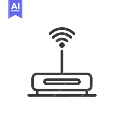 Aset desain premium: Minimalist Router Icon: Clean Line Art for Network Connectivity