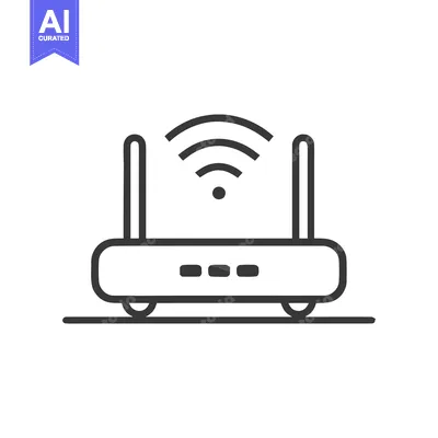 Sleek Wireless Router Icon with Antenna and Signal Waves, Minimalist D