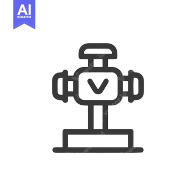 Aset desain premium: Stylized Valve Icon with Downward Arrow, Bold Outline Design