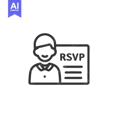 RSVP Invitation Icon: Man Holding Response Card, Minimalist Line Art