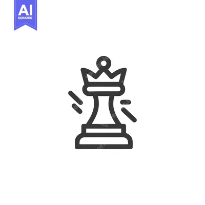 Aset desain premium: Minimalist Queen Chess Piece Icon with Dynamic Motion Lines on White B