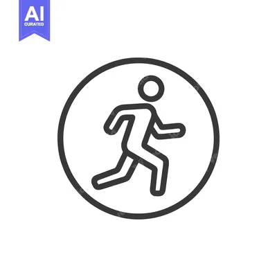 Aset premium populer: Running Man Icon: Minimalist Design in Circular Frame, Vector Illustra