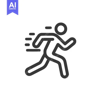 Aset premium populer: Dynamic Runner Icon: Bold Outline, Motion Blur, White Background