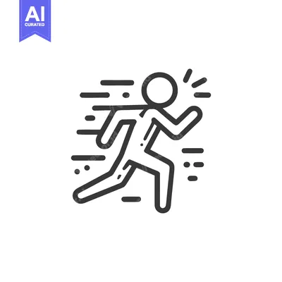 Aset desain premium: Dynamic Runner Icon: Speed, Motion, and Energy in Minimalist Design