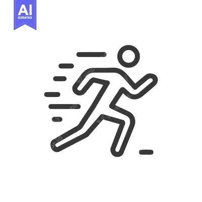 Aset desain premium: Dynamic Runner Icon: Fast Motion, Minimalist Design, Speed Effect