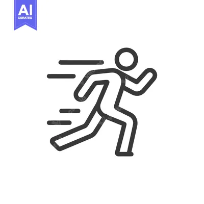 Aset premium populer: Dynamic Runner Icon: Sleek, Modern, and Fast-Paced Design on White Bac