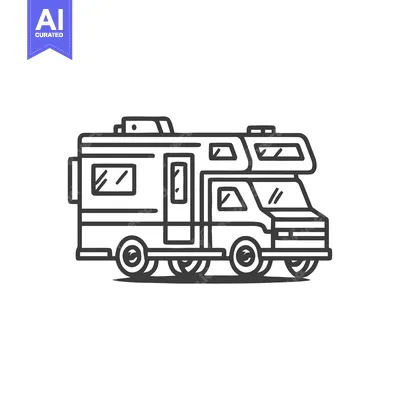 Premium design asset: Minimalist RV Illustration: Clean Line Art for Travel and Adventure