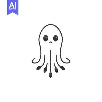 Sad Cartoon Octopus with Large Eyes