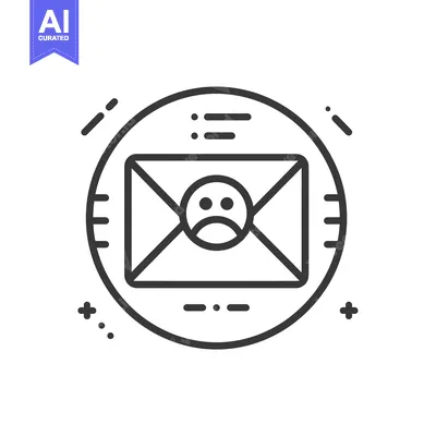 Sad Emoji Inside Envelope with Lines and Plus Signs