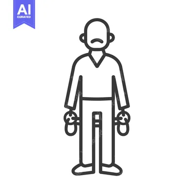 Aset desain premium: Sad Man with Empty Pockets Line Art Illustration