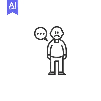 Sad Man With Speech Bubble Icon