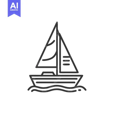 Premium design asset: Minimalist Sailboat Icon: Nautical Adventure on the Open Sea