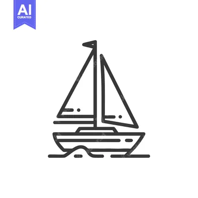 Minimalist Sailboat Icon: Nautical Adventure in Simple Line Art