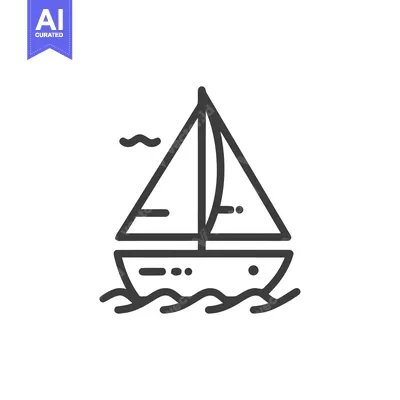 Minimalist Sailboat Icon with Waves, Nautical Symbol, Vector Illustrat