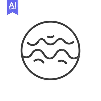 Aset premium populer: Minimalist Water Icon: Circular Frame with Stylized Waves, Simple Desi