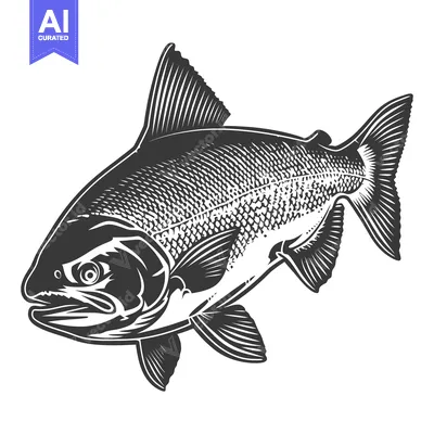 Aset premium populer: Detailed illustration depicts a fish with textured scales and fins