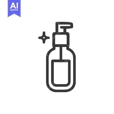 Aset desain premium: Minimalist Liquid Soap Dispenser Icon with Sparkling Cleanliness Symbo