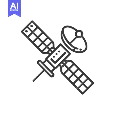 Minimalist Satellite Icon: Space Technology, Communication, and Explor