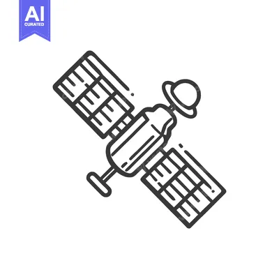 Minimalist Satellite Icon with Solar Panels and Antenna Design