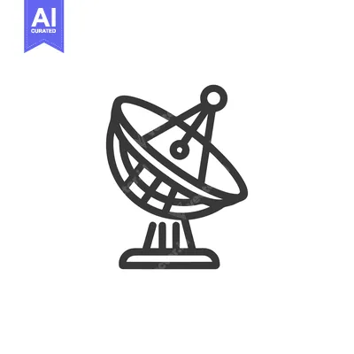 Minimalist Satellite Dish Icon: Bold Outline on White Background, Mode