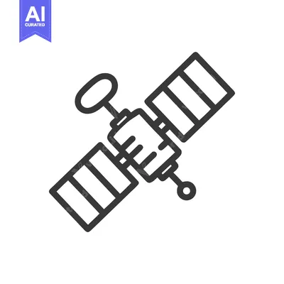 Minimalist Satellite Icon: Space Exploration Technology Outline Design