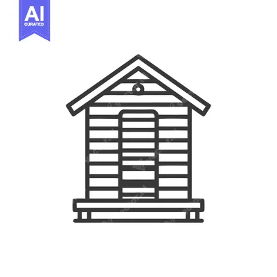 Aset premium populer: Minimalist Beach Hut Icon: Simple Line Art Illustration