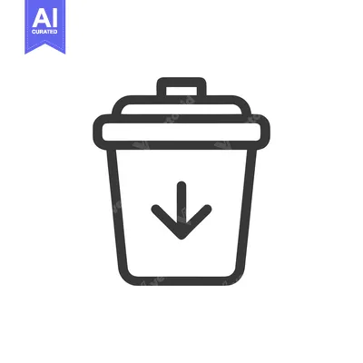 Aset premium populer: Download Icon: Simple Outline of a Trash Can with Arrow