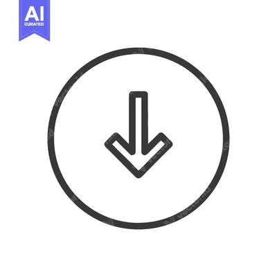 Aset desain premium: Minimalist Downward Arrow Icon in Circle, Simple Design, Navigation Sy