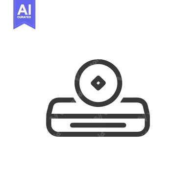 Aset desain premium: Chinese Coin Icon: Ancient Currency Symbol, Outline Style, Minimalist